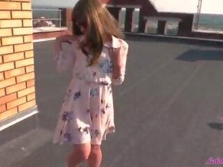 Fascinating Student on the Roof hard up Blowjob and Doggy Fuck - Outdoor