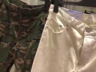 Public blowjob&period; I sucked a stranger putz into the changing room of a mall clothes shop