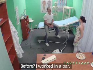 Master fucks nurse and cleaning sweetheart in fake hospital