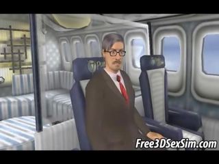Foxy 3D cartoon stewardess getting fucked hard