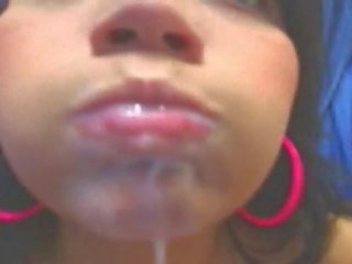 Gorgeous Webcam Latina Squirting and Eating Milky Cum (pt. 2)