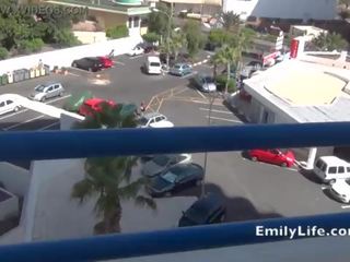Masturbation on the balcony with amateur MILF Emily