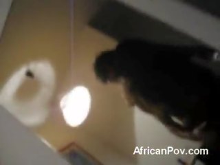 Swell ebony harlot fucked hard by a white juvenile in front of the mirror