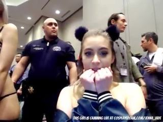 Lover is mickey mouse ear swallowing a dildo on comic con