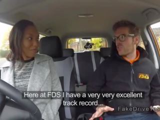 Fake driving instructor bangs ebony stunner