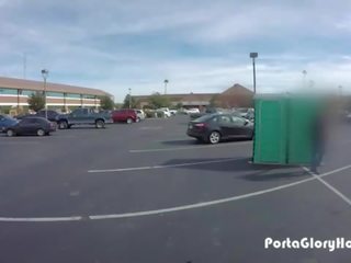 Porta Gloryhole Chubby teen sucking manhood in public