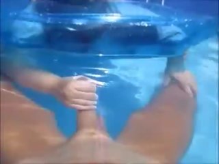 Nasty Wife Give Husband Handjob In Pool Underwater & go ahead Him Cum Underwater