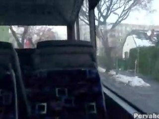 Dirty film and exhibitionist Couple on Public Bus
