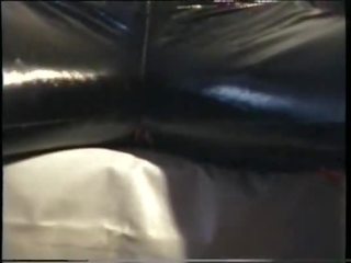 Sperm-Traudl with crotchopen pvc trousers gets a fuck without parking